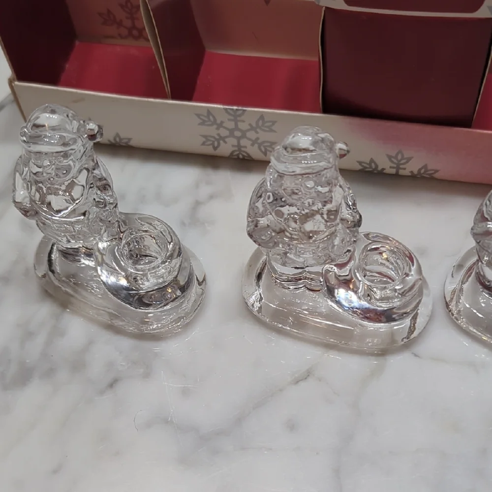 Williams Sonoma Santa Tiny Taper Holders - Red